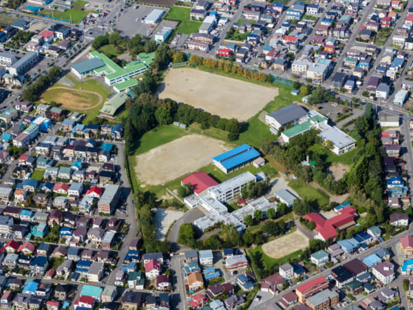 上空から見た北海道教育大学附属校園（函館地区）
